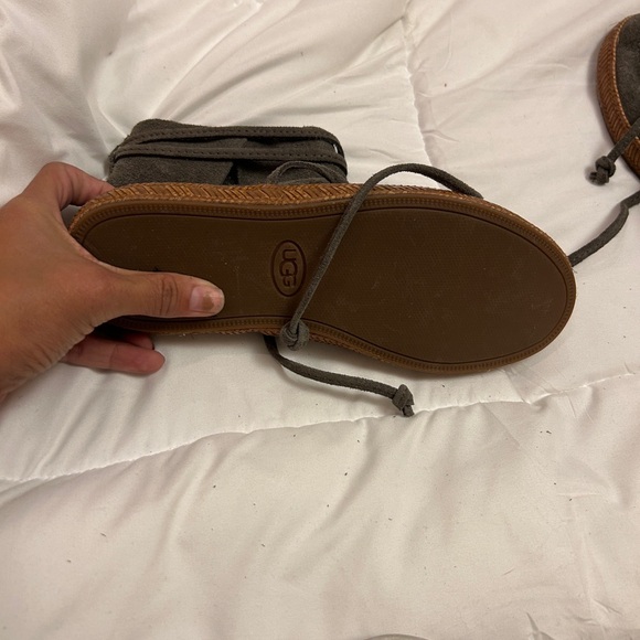 UGG Charcoal Suede Lace-Up Boots - Picture 6 of 7